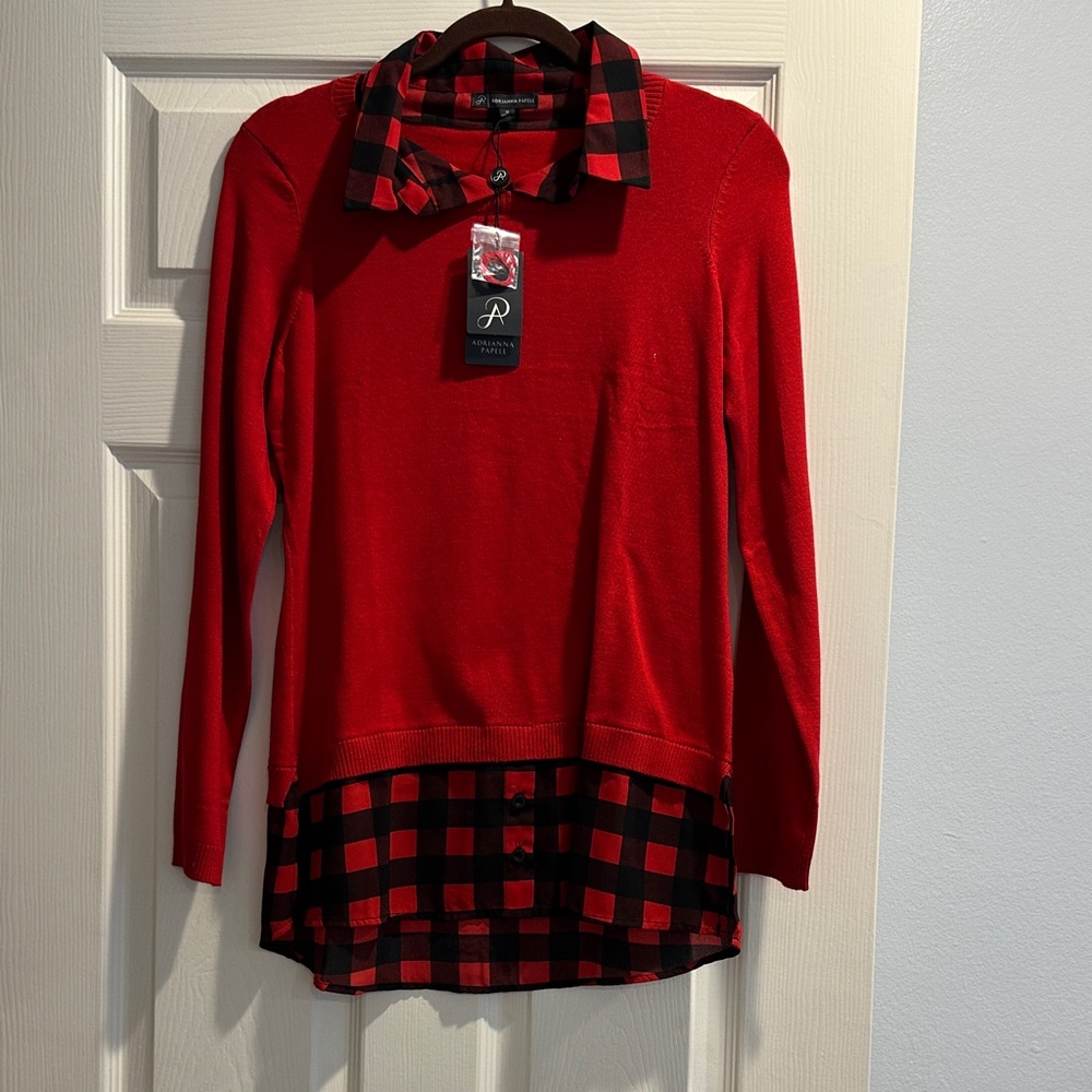 Adrianna Papell Vibrant Red Knit Top